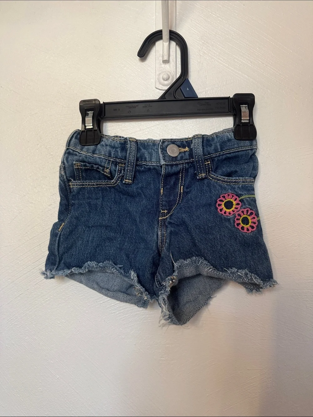 Old Navy Denim Shorts with Pink & Yellow Flower Embroidery